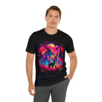 Vibrant Neon Deer T-Shirt: Eye-Catching Wildlife Art Tee - Perfect for Nature Lovers