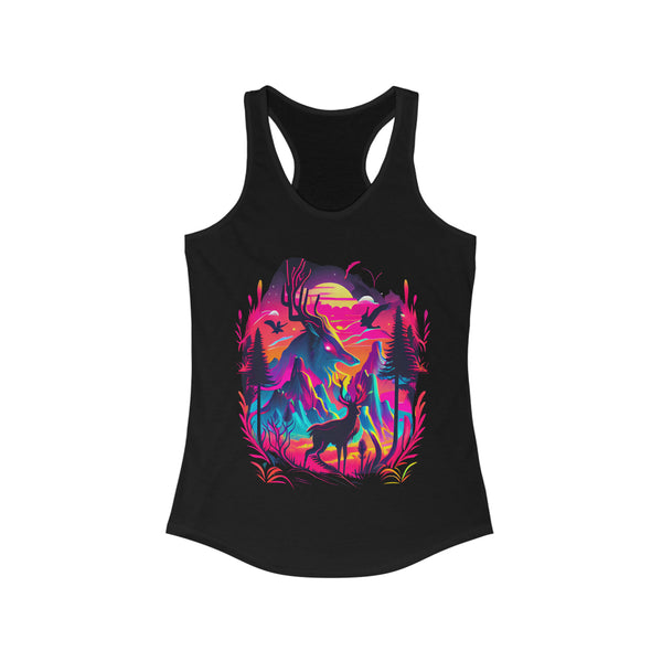 Vibrant Wilderness Tank Tops Neon Deer Art